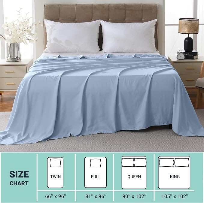 ZPECC King Flat Sheet Only 1 Pack, Durable Light Blue Top Bed Sheets - Image 5