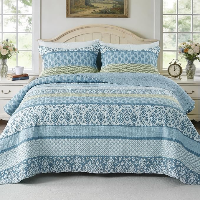 GOONE King Quilt Set 104"x90", Lightweight Washed Coverlet, Reversible Spring & by GOONE