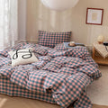 mixinni Plaid Duvet Cover Set Twin Purple by mixinni