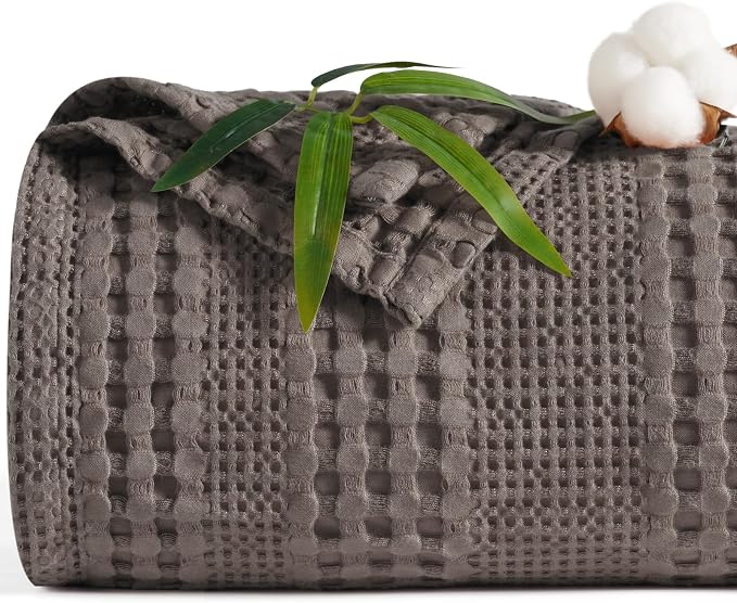 PHF Cooling Waffle Blanket King Size, Lightweight 60% Rayon from Bamboo & 40% by PHF