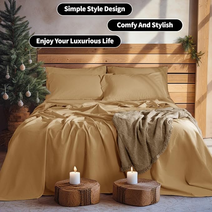 LBRO2M 100% Pure Linen Sheet Set Deep Pocket Up to 16" Bed Sheets Sets - Image 8