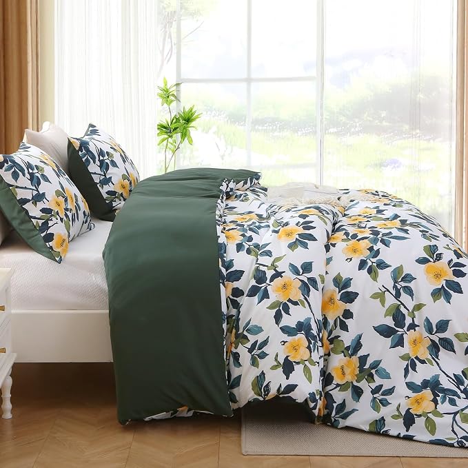 MUXHOMO Duvet Cover Queen Size, Reversible Floral Vintage Duvet Cover Set - Image 2