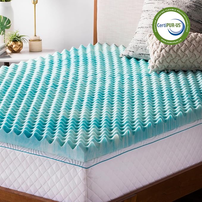 Linenspa 2 Inch Gel Memory Foam Mattress Topper – Egg Crate Style, Reversible - Image 7