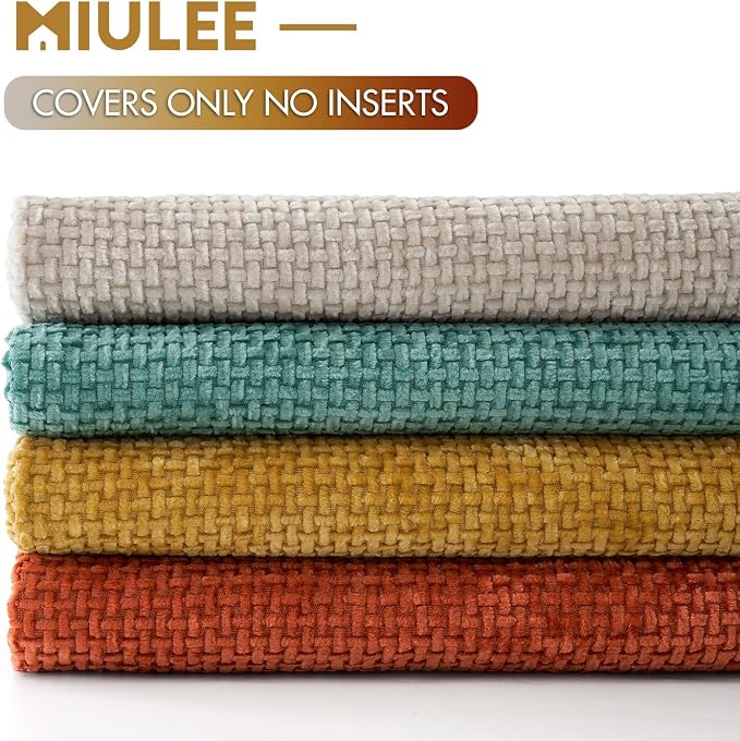 MIULEE Pack of 4 Couch Throw Pillow Covers 20x20 Inch Neutral Orange/Teal Soft - Image 6