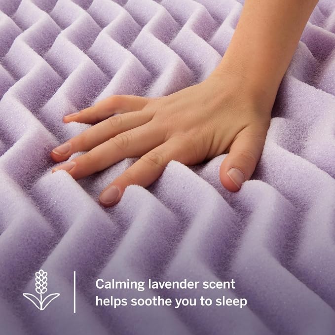 LUCID Lavender Infused 3 Inch Memory Foam Mattress Topper - Image 3