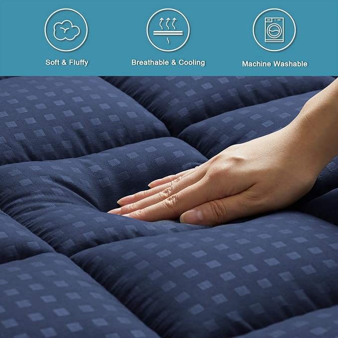 HYLEORY California King Mattress Pad Quilted Fitted Mattress Protector Cooling - Image 4
