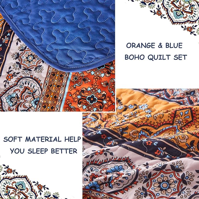 WONGS BEDDING Boho Fall Quilt King Size, Lightweight Microfiber Bed Decor - Image 5