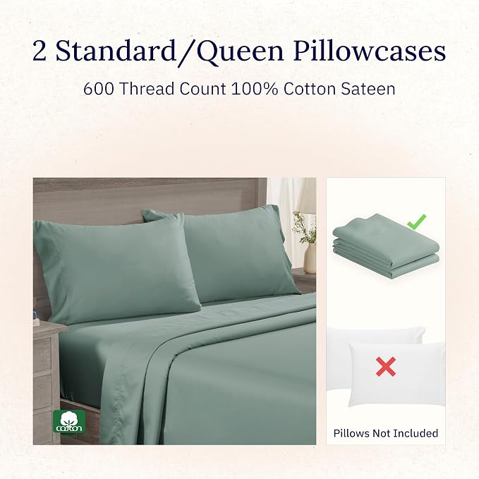 CALIFORNIA DESIGN DEN Luxuriously Soft Hotel Quality 600 Thread Count, 100% - Image 4