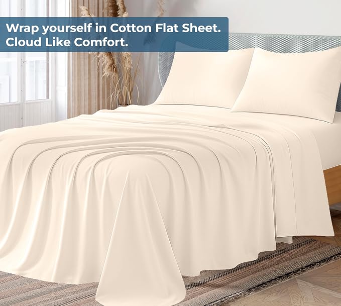 Royale Linen 100% Organic Cotton California King Flat Sheet Only - Image 2