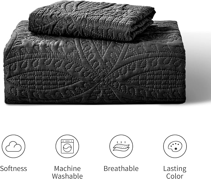 Love's cabin Twin Quilt Set Black Bedspreads - Image 7