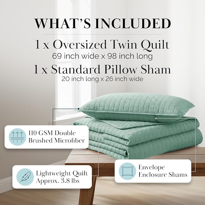Southshore Fine Living, Inc. Twin Quilt Coverlet Bedding Set, Soft Brushed - Image 2
