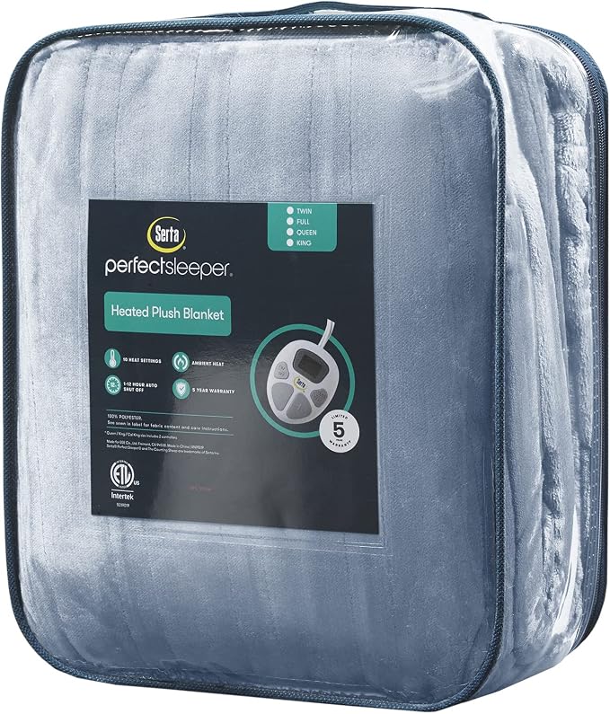 Serta Luxuriously Soft Plush Electric Blanket Fast Heating Cozy Cover, Safety - Image 8