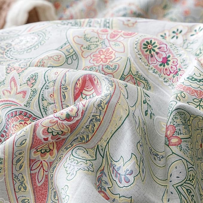 SUSYBAO Flower Paisley Duvet Cover Queen 100% Cotton 3 Pcs Set 1 Vintage - Image 3