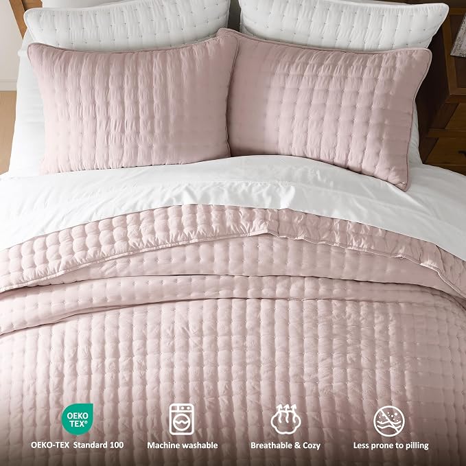 WDCOZY Pink Queen Size Quilt Bedding Sets - Image 7