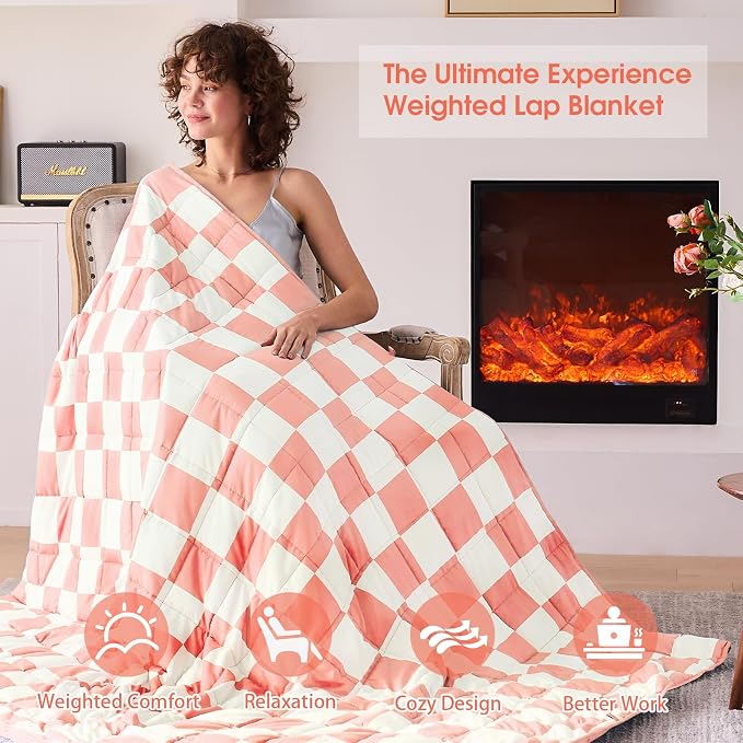 Pink Checkered Weighted Blanket - Image 2