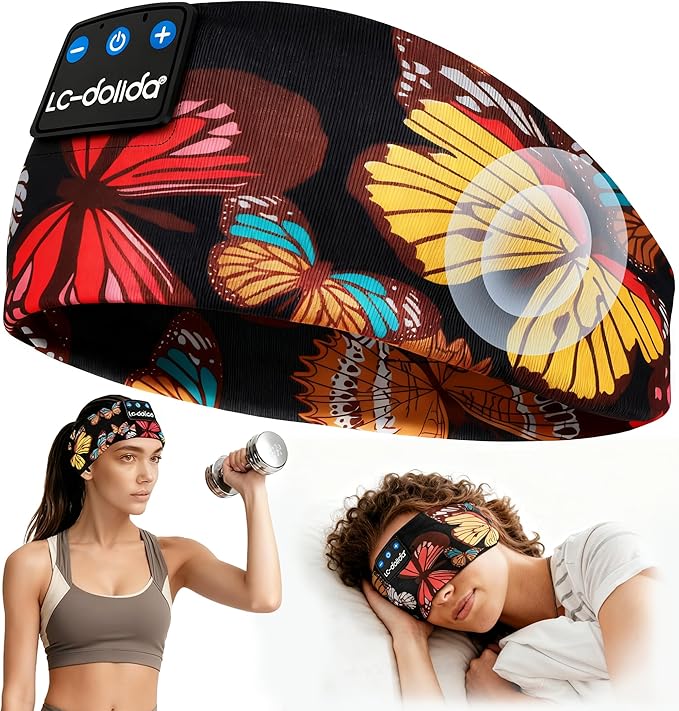 LC-dolida Sleep Headphones Headband Bluetooth 5.4, Sports Headband Earphones by LC-dolida