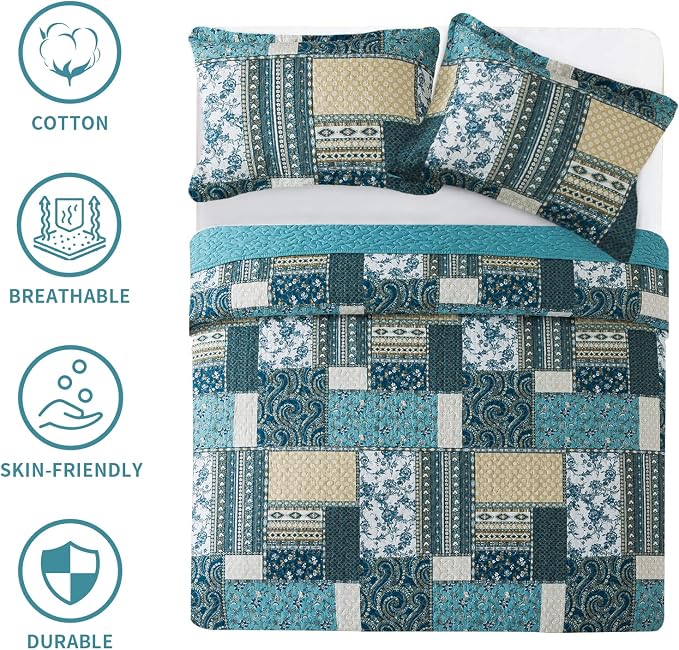BEDIFANY Cotton Queen Size Quilt Sets, Lightweight Bedspread Queen Size - Image 6