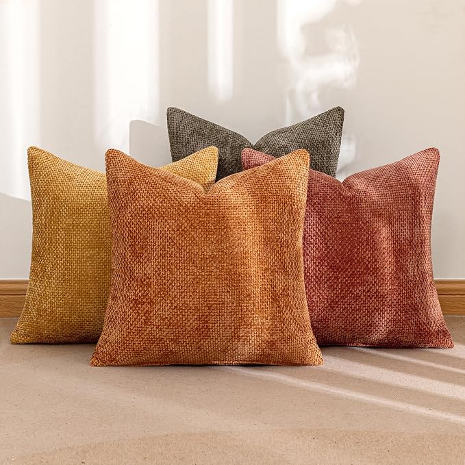 MIULEE Pack of 4 Orange/Yellow Couch Throw Pillow Covers 18x18 Inch Halloween - Image 2