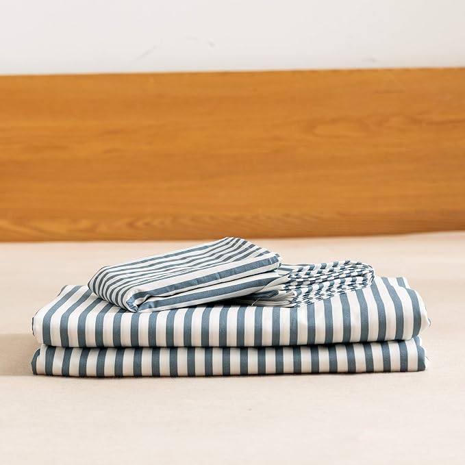 JELLYMONI 100% Natural Cotton 3pcs Striped Duvet Cover Sets, - Image 9