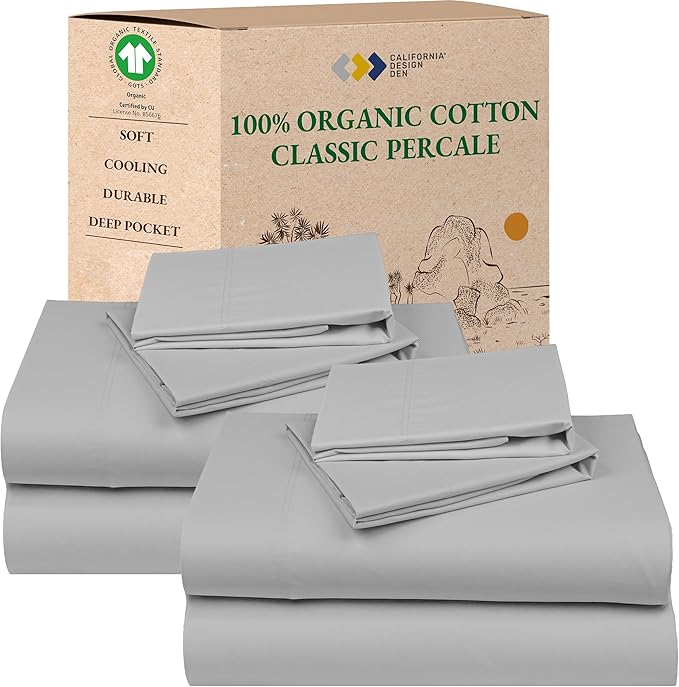 California Design Den 2-Pack 100% Organic Cotton Sheets Queen Size Set by CaliforniaDesignDen