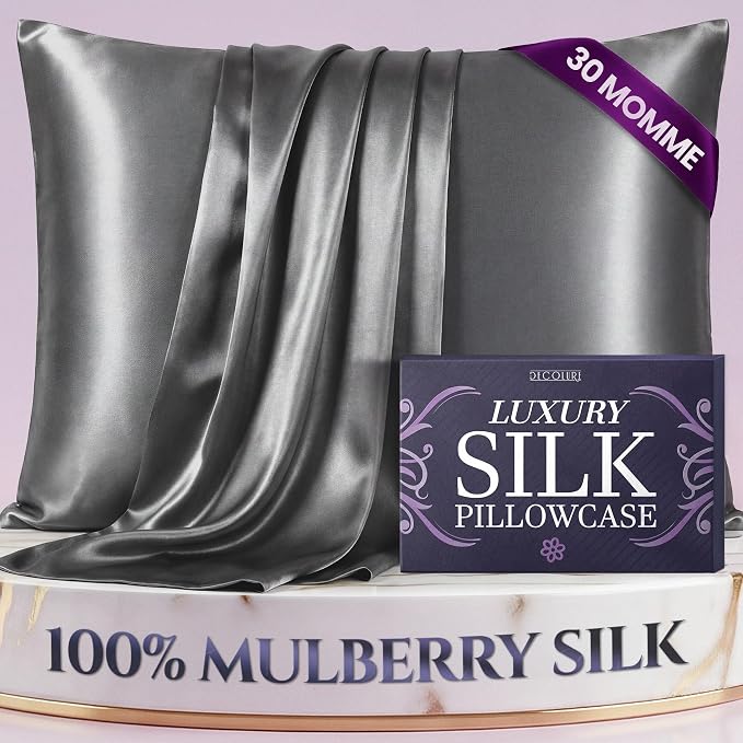 DECOLURE 100% Pure Mulberry Silk Pillow Case Standard Size – Highest Grade 30 by DECOLURE