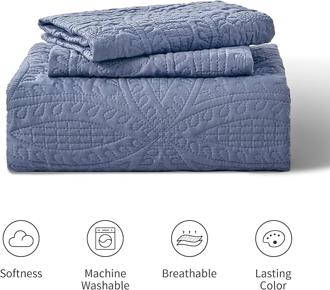 Love's cabin Quilts for Full Bed Blue Bedspreads Bedding Set - Image 7