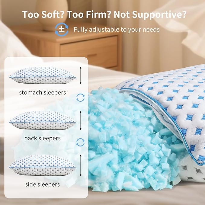 Memory Foam Pillow – Adjustable Loft Cooling Pillow King Size 1 Pack - Image 6