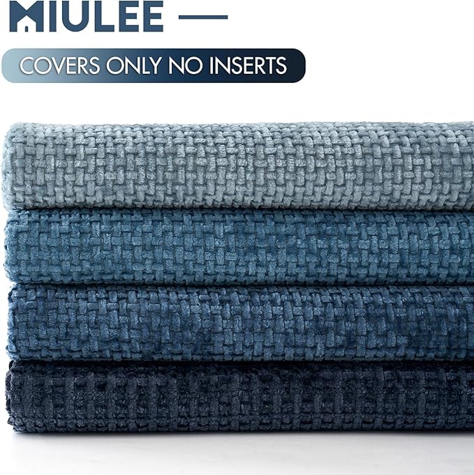 MIULEE Pack of 4 Couch Throw Pillow Covers 18x18 Inch Neutral Blue Soft - Image 6