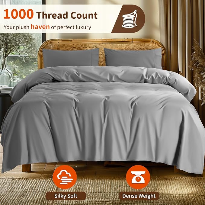 LBRO2M 1000 Thread Count 100% Egyptian Cotton Sheets Set Twin XL, 3 Piece Sets - Image 2