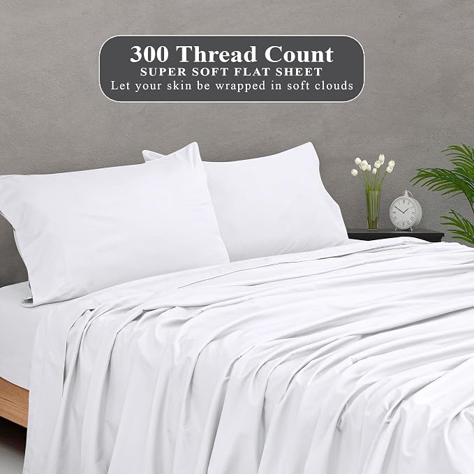 Royale Linens 300 Thread Count 100% Long Staple Combed Cotton Flat Sheet - Image 5