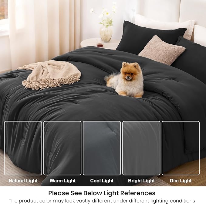 Love's cabin Black King Size Comforter Set, 3-Piece Prewashed Bed Set - Image 6