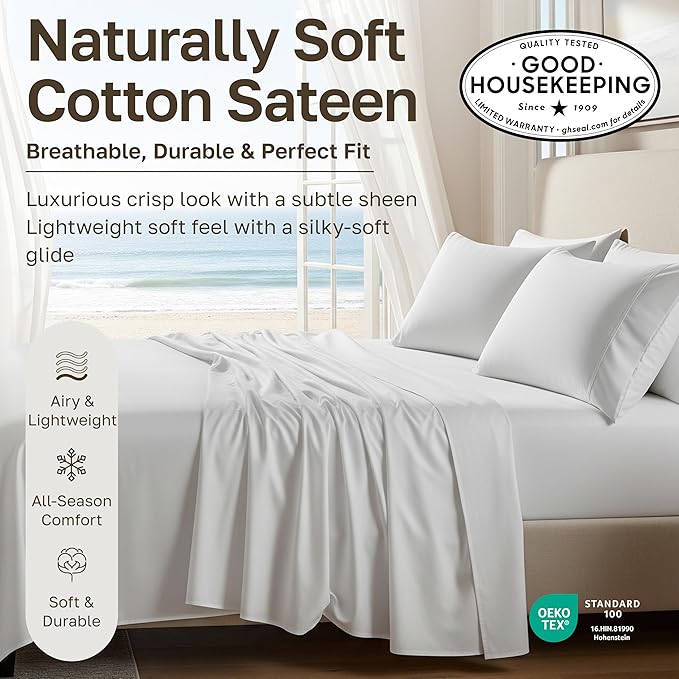 California Design Den Rose Sheet Set Twin XL, 100% Cotton 12" Pocket Twin XL - Image 3