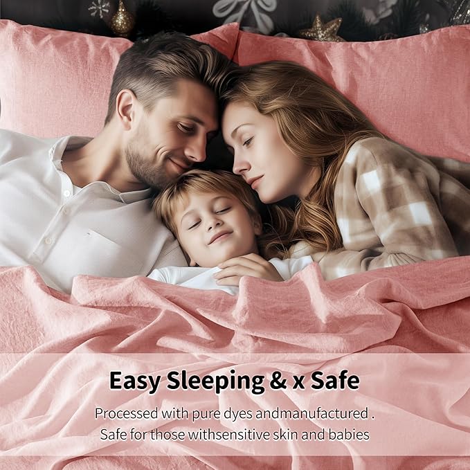 LBRO2M 100% Pure Linen Sheet Set Deep Pocket Up to 16" Bed Sheets Sets - Image 5