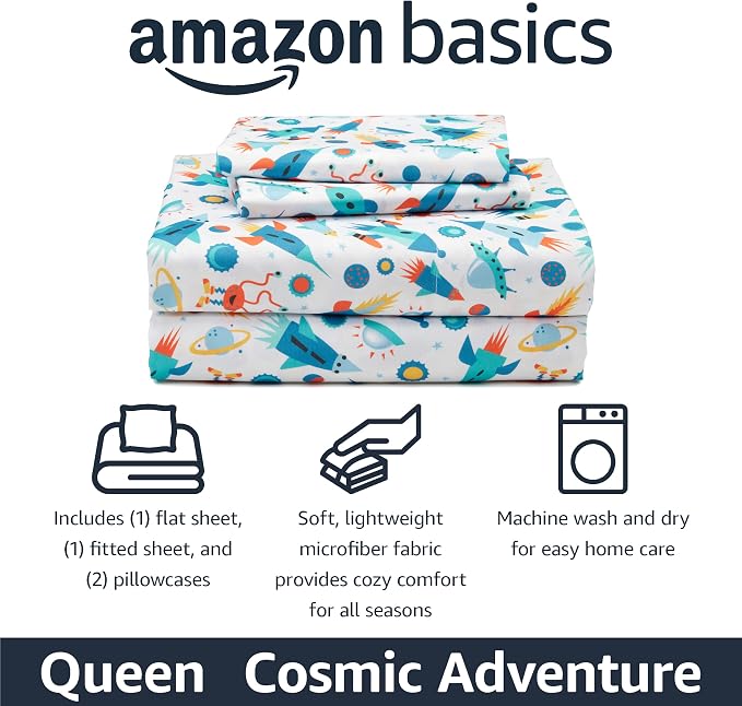 Amazon Basics Kid's Soft Easy-Wash Microfiber 4-Piece Sheet Set - Image 2