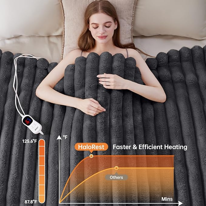Heated Blanket Full Size, Faux Fur Cozy Heating Blanket - Image 4