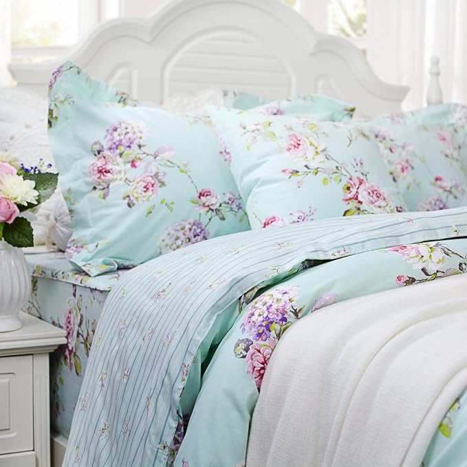 FADFAY Girls Bedding Floral Duvet Cover Set Twin Size Hydrangea Flower 100% - Image 2