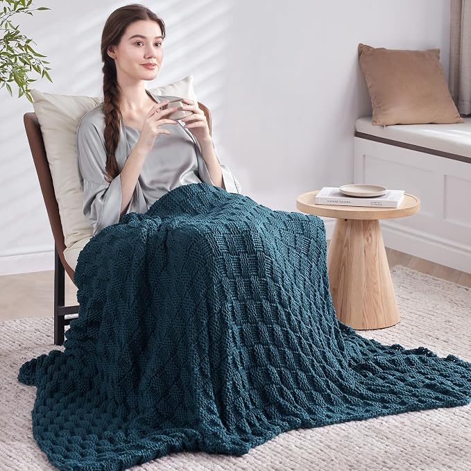 Knitted Weighted Blanket Kids, No Beads Heavy Blanket 40” x 60'' 7lbs, - Image 7