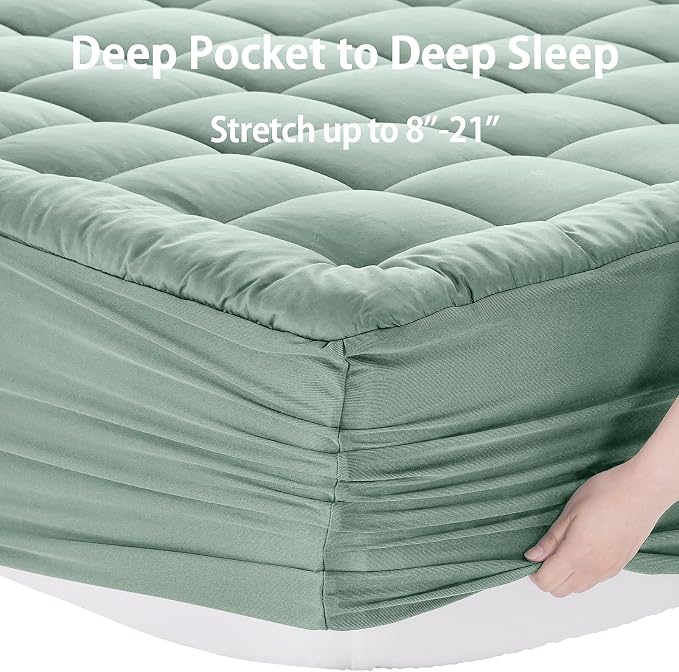 EASELAND King Size Mattress Pad Pillow Top Mattress Cover Quilted Fitted - Image 5