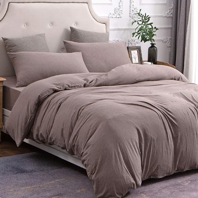 PURE ERA Jersey Knit Duvet Cover Set 100% T-Shirt Cotton Super Soft Comfy 3pc - Image 5