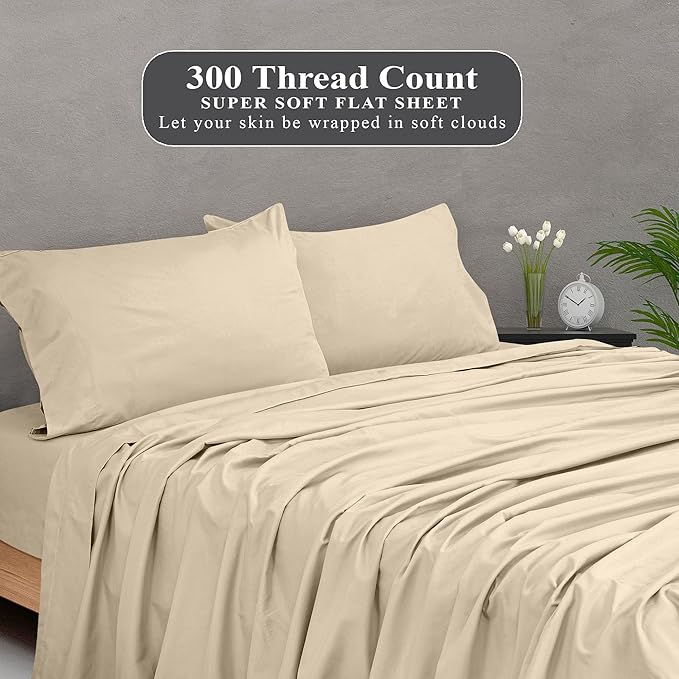 Royale Linens 300 Thread Count 100% Long Staple Combed Cotton Flat Sheet - Image 5