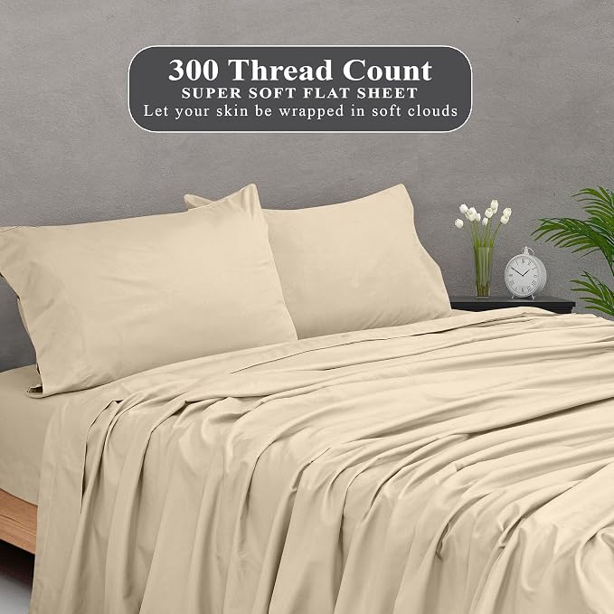 Royale Linens 300 Thread Count 100% Long Staple Combed Cotton Flat Sheet - Image 5