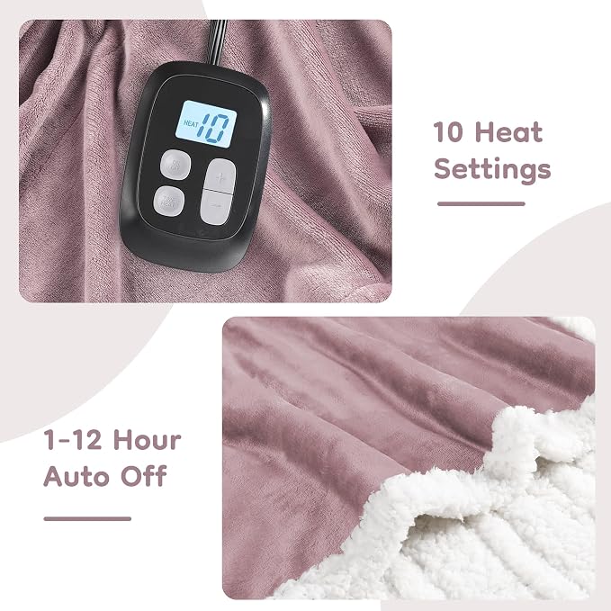 LaffyLo Electric Heated Blanket Twin Size 62 x 84, Fast Heating Blanket - Image 3