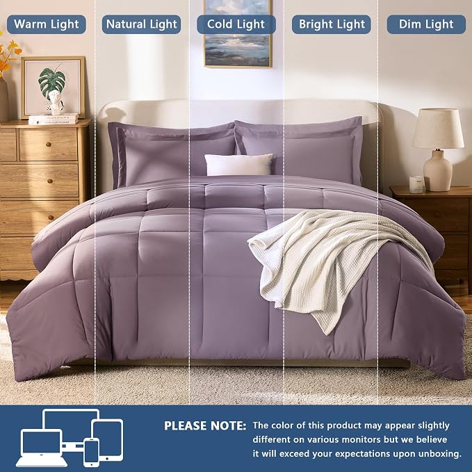 CozyLux Full Size Comforter Sets Dusty Purple - Image 7
