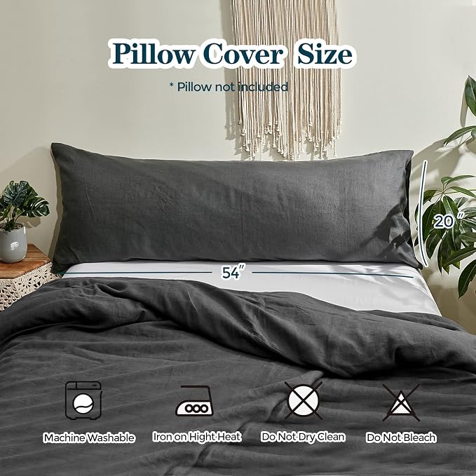 Simple&Opulence Body Pillow Cover 20" x 54", 100% Pure Linen, Ultra Soft and - Image 4