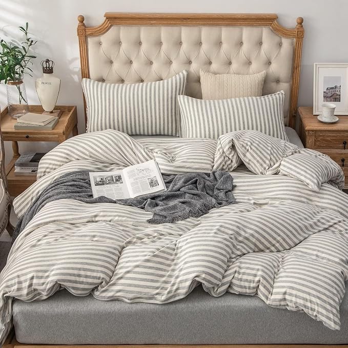 PURE ERA Jersey Knit Duvet Cover Set 100% T-Shirt Heather Cotton Super Soft - Image 6