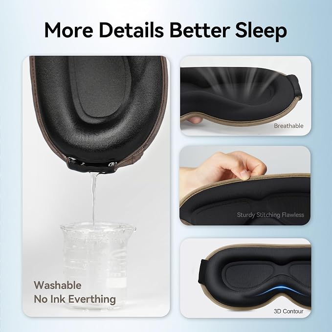 Sleep Mask for Deep Rest – 3D Weighted Design, 100% Light Blocking, Comfortable - Image 6