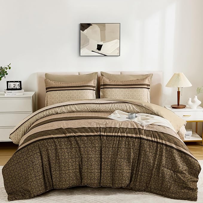 WONGS BEDDING 7 Pieces Comforter Set King Size, Minimalist Geometric Bohemian - Image 9