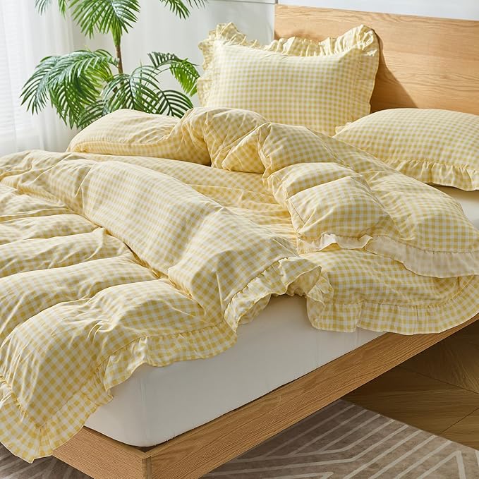 Gingham Duvet Cover Twin Size, 2 Pieces Soft Breathable Microfiber Plaid - Image 4