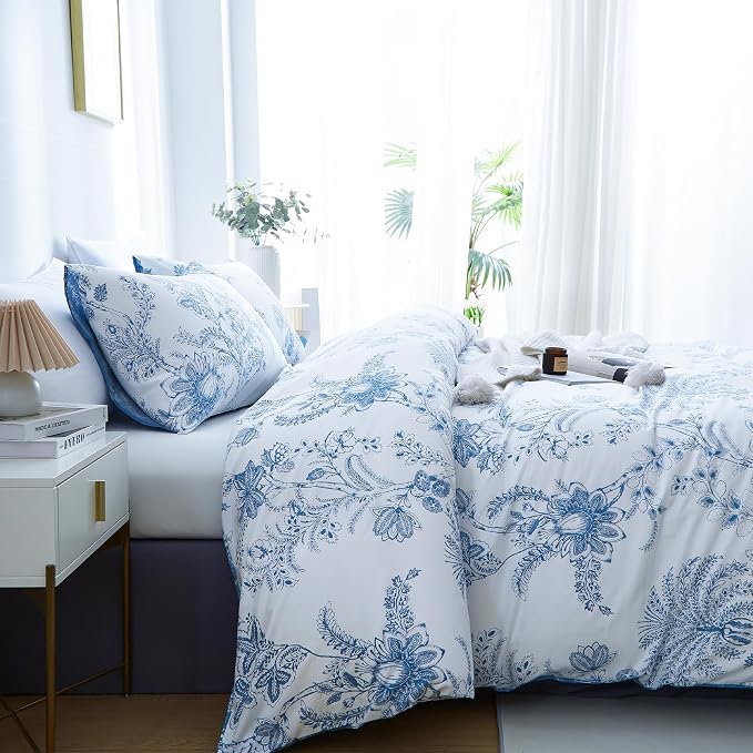 BOLINLIVING Floral Duvet Cover Full Size 3 Pieces, Flower Duvet Cover - Image 3