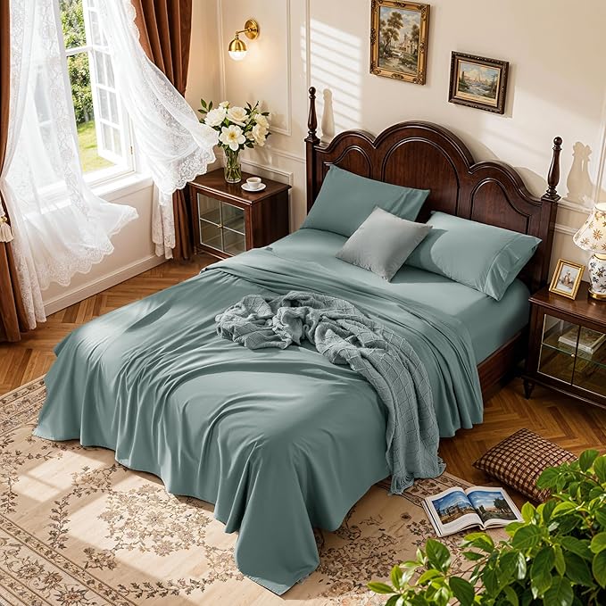 LBRO2M 1000 Thread Count 100% Egyptian Cotton Sheets Set Queen Size, 4 Piece by LBRO2MBedding